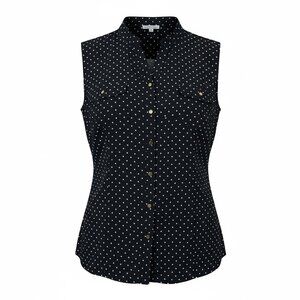 Notations Sleeveless  button down with white polka dots  NWT Size XL